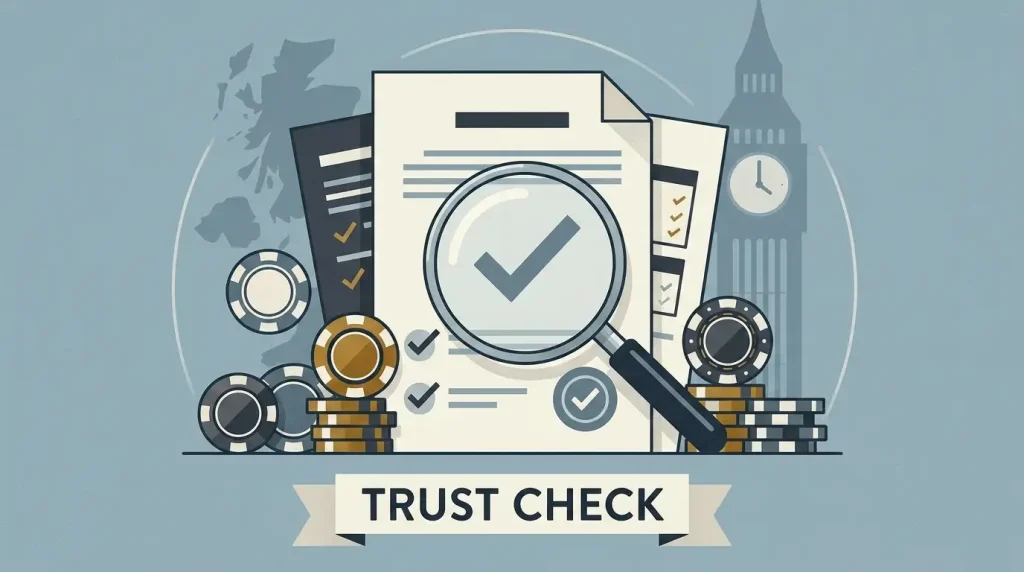 Independent editorial illustration about GoldWin licensing and trust checks